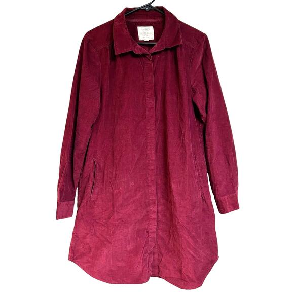 FatFace Red Maroon Needlecord Corduroy Smock Shirt Dress Pockets Fall Size 10 R - Picture 1 of 7